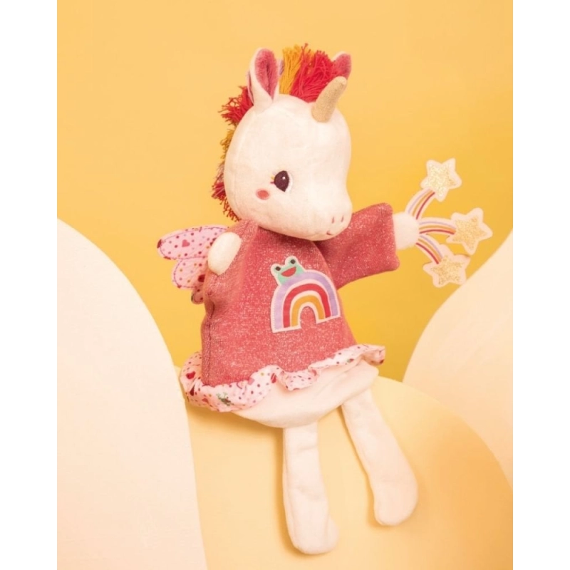 Marioneta de mano Lena el unicornio de Lilliputiens