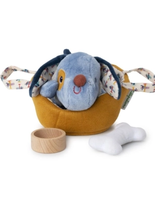 Peluche Jules el perro y su cesta de Lilliputiens