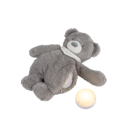 Oso peluche con luz y ruido blanco de Nattou Gris