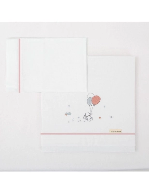 Tríptico sábanas algodón Jolie de Bimbicasual Rosa