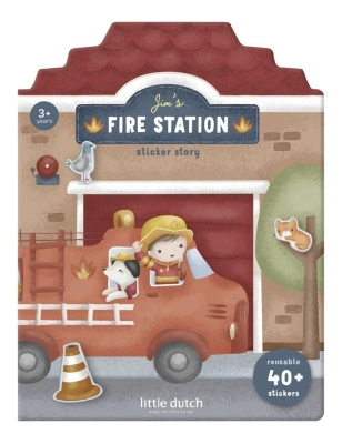 Libro Pegatinas Crea tu historia Bomberos de Little Dutch