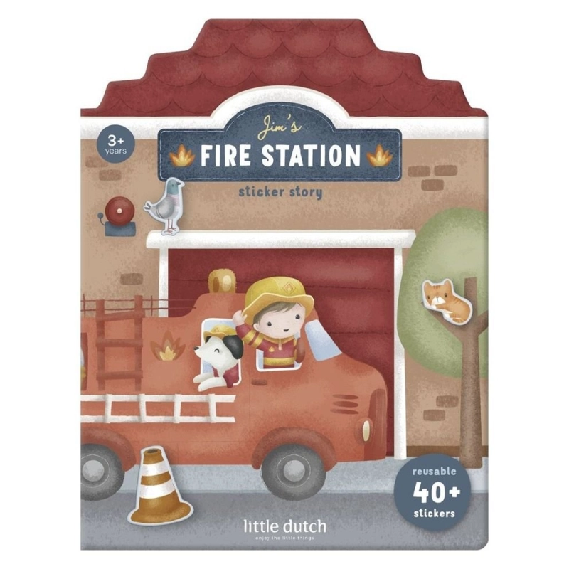 Libro Pegatinas Crea tu historia Bomberos de Little Dutch