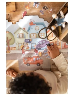Libro Pegatinas Crea tu historia Bomberos de Little Dutch