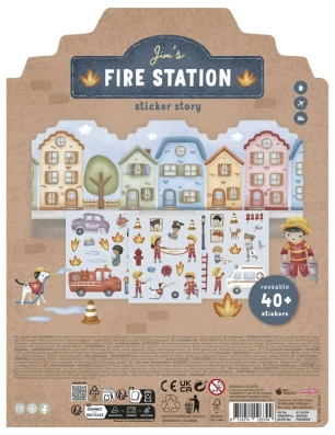Libro Pegatinas Crea tu historia Bomberos de Little Dutch