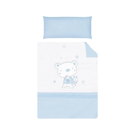 Nórdico cuna con Protector Osito Star de Pirulos Azul