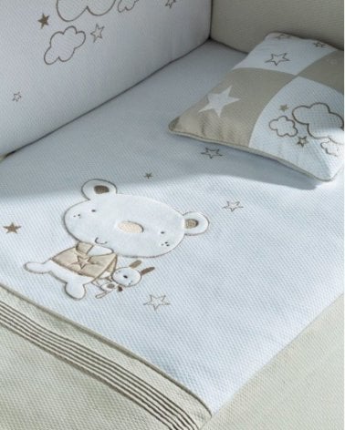 Nórdico cuna con Protector Osito Star de Pirulos Lino