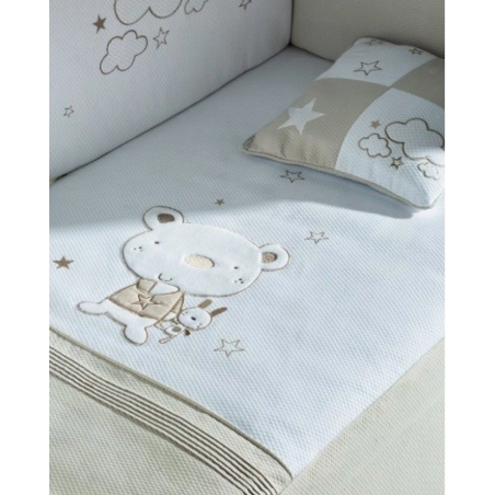 Nórdico cuna con Protector Osito Star de Pirulos Lino