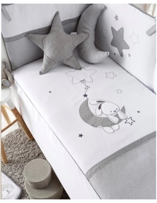 Nórdico cuna con protector Luna de Pirulos