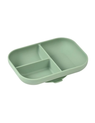 Plato silicona con ventosa y compartimentos de Beaba Verde