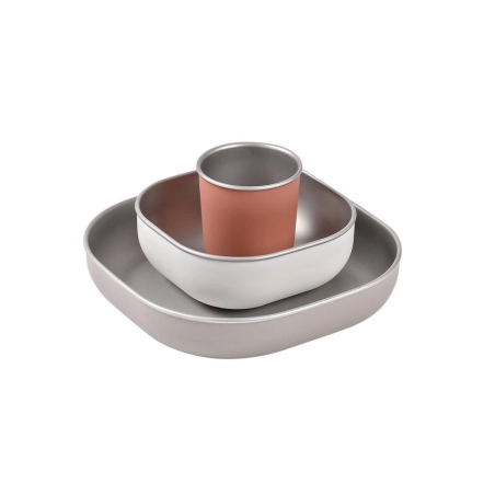 Vajilla Inoxidable apta Microondas de Beaba Terracota