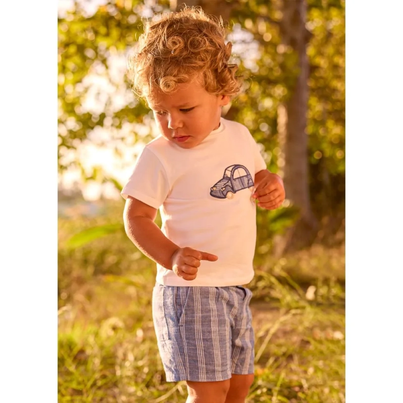 Conjunto Bermuda Lino Aplique De Mayoral
