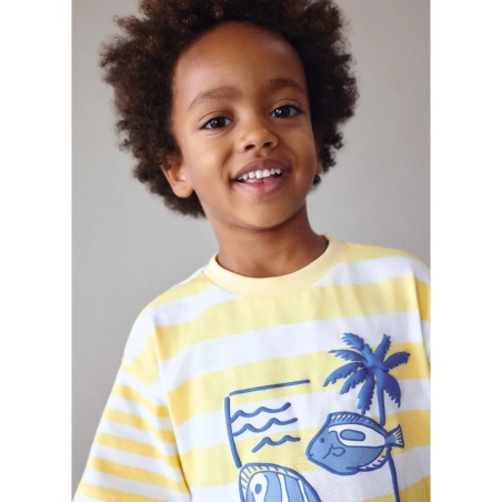 Camiseta Manga Corta Rayas Estampadas De Mayoral
