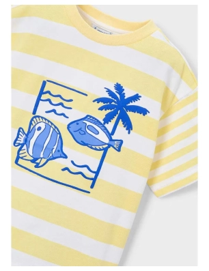 Camiseta Manga Corta Rayas Estampadas De Mayoral