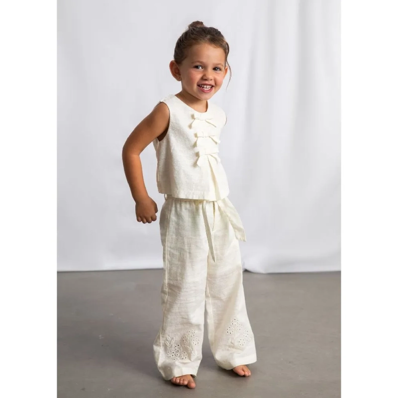 Pantalon Largo Lino Bordado De Mayoral