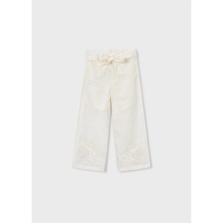 Pantalon Largo Lino Bordado De Mayoral