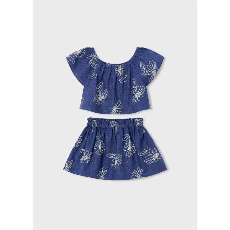 Conjunto Falda Lino Estampado De Mayoral