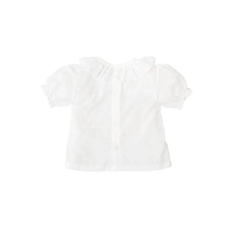 Camisa Plumeti Cuello Volante Manga Corta De Babidu