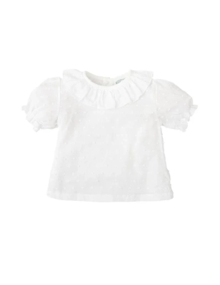 Camisa Plumeti Cuello Volante Manga Corta De Babidu