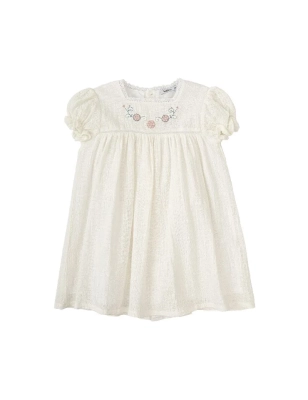 Vestido Manga Corta Bordado Vinculo De Babidu