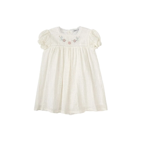 Vestido Manga Corta Bordado Vinculo De Babidu