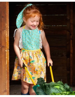 Delantal y gorro Orange Slow Farm de Micumacu