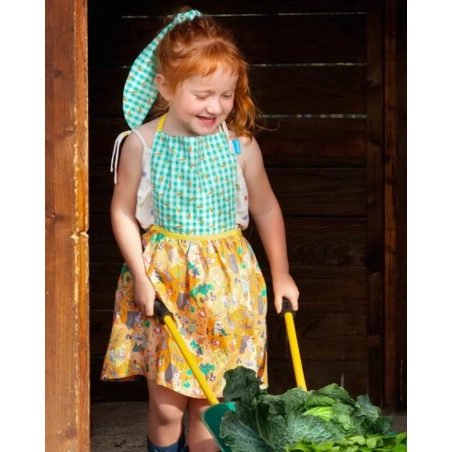 Delantal y gorro Orange Slow Farm de Micumacu