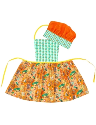 Delantal y gorro Orange Slow Farm de Micumacu
