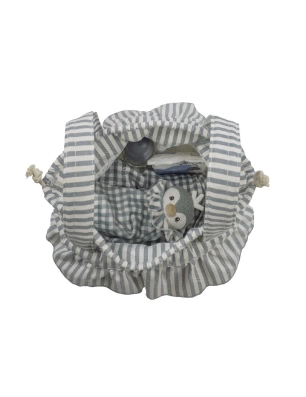Bolso Bucket Praliné Rayas de Walking Mum Matcha
