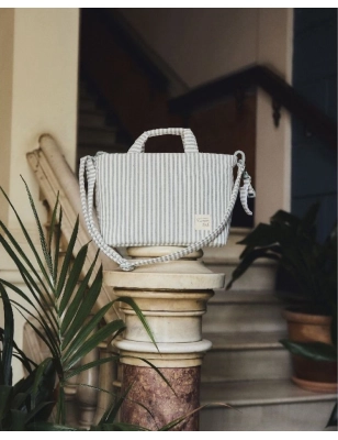 Bolsa Canastilla Praline Rayas de Walking Mum Matcha