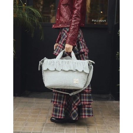 Bolsa Canastilla Praliné Vichy de Walking Mum Matcha