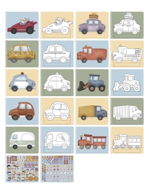 Libro recorta y pinta vehiculos de Little Dutch
