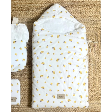 Saco Cuco Capucha Fruit Bámbula de Giraffa Bianca e Blu