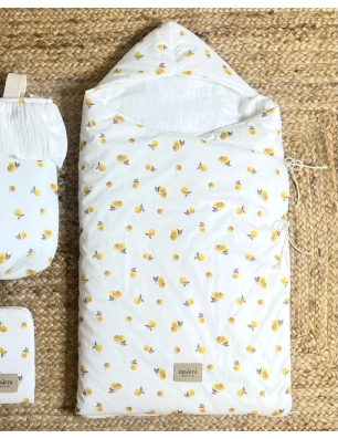 Saco Cuco Capucha Fruit Bámbula de Giraffa Bianca e Blu