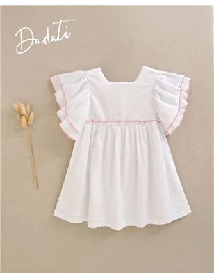 Vestido Plumeti Volante Manga De Dadati