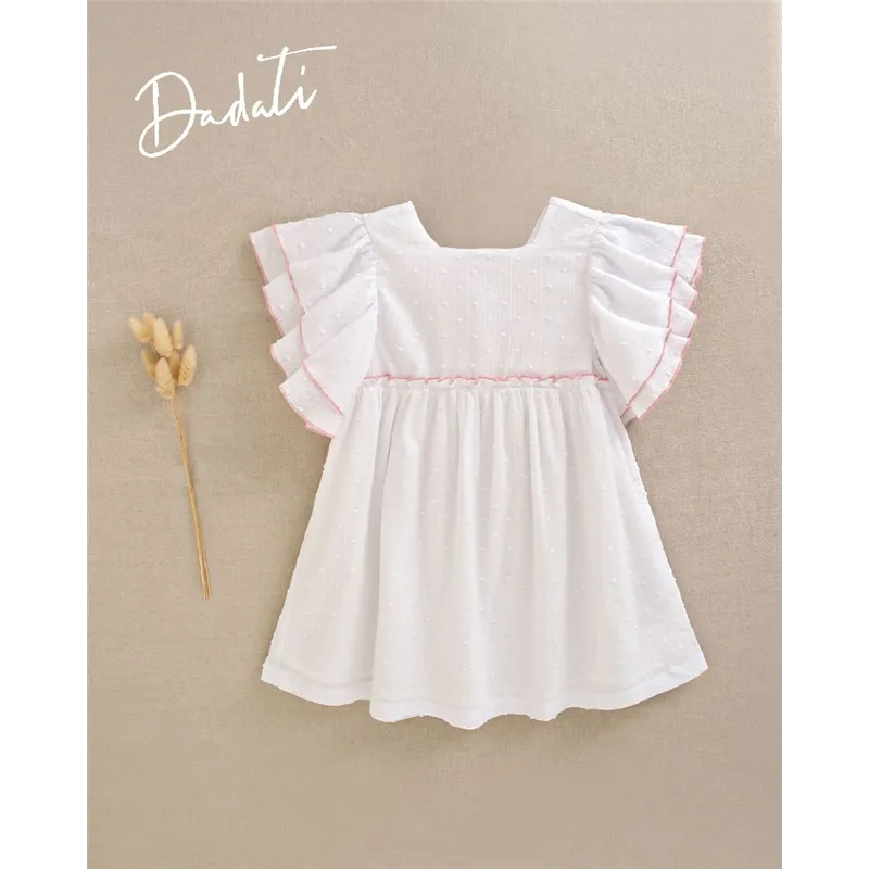Vestido Plumeti Volante Manga De Dadati