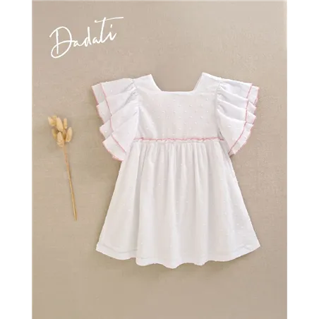 Vestido Plumeti Volante Manga De Dadati