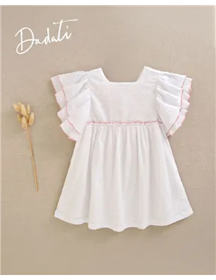 Vestido Plumeti Volante Manga De Dadati
