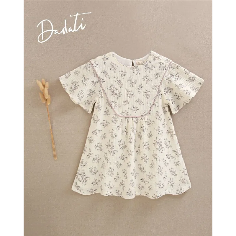 Vestido Bambula Estampada Media Manga De Dadati