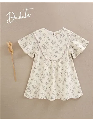Vestido Bambula Estampada Media Manga De Dadati