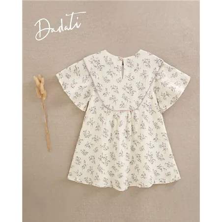 Vestido Bambula Estampada Media Manga De Dadati