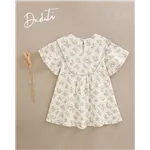 Vestido Bambula Estampada Media Manga De Dadati