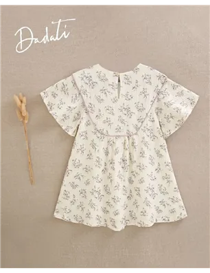 Vestido Bambula Estampada Media Manga De Dadati