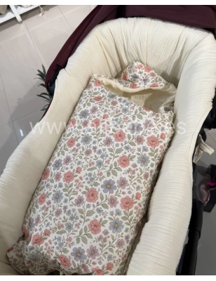 Saco Cuco Capucha Elise Interior Bambula Giraffa Bianca e Blu