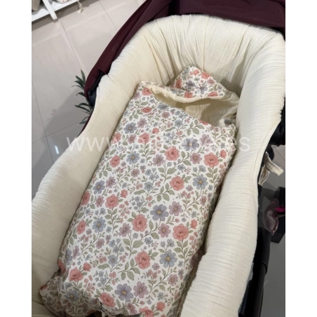 Saco Cuco Capucha Elise Interior Bambula Giraffa Bianca e Blu