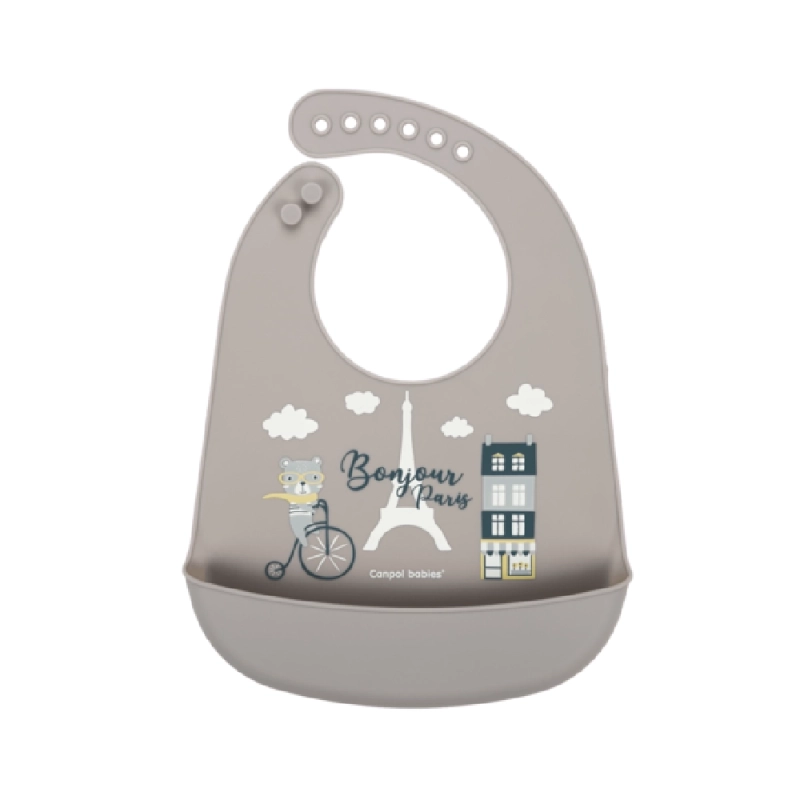 Babero de Silicona con Bolsillo Bonjour Paris de Canpol Babies