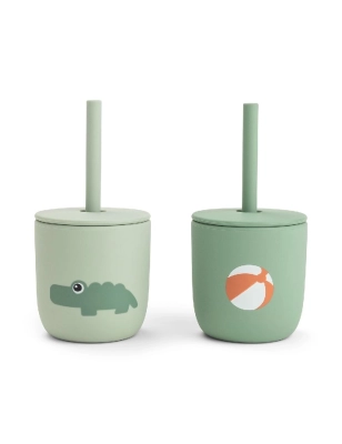 Pack 2 vasos con pajita Playground de Done by Deer