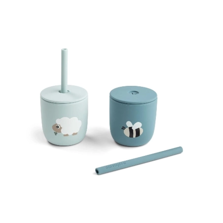 Pack 2 vasos con pajita Tiny Farm de Done by Deer