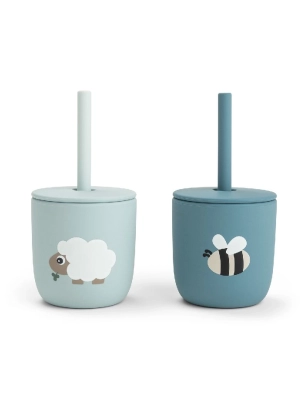 Pack 2 vasos con pajita Tiny Farm de Done by Deer