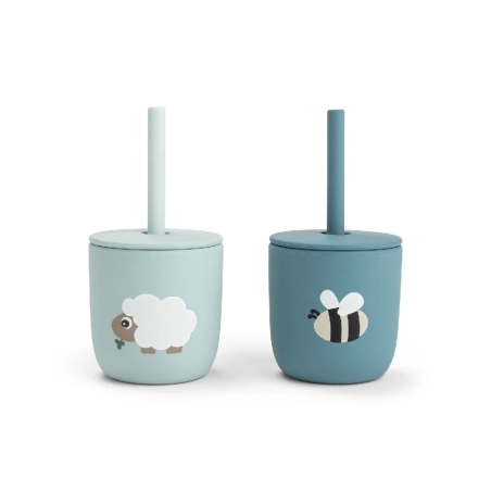 Pack 2 vasos con pajita Tiny Farm de Done by Deer