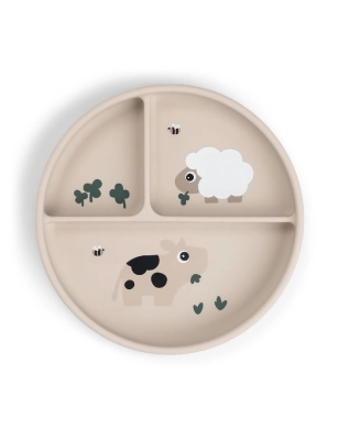 Plato redondo con compartimentos y ventosa Tiny Farm de Done by Deer